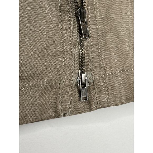 Green Eileen Fisher Organic Linen Moto Jacket Two-Tone Brown Medium - Picture 10 of 13